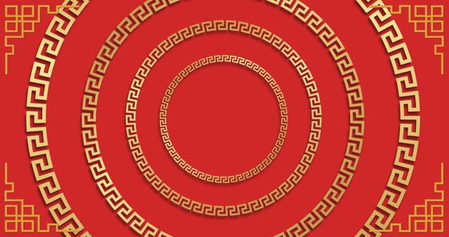 Chinese New Year Festive Circular Pattern on Red Background - Download Free Stock Images Pikwizard.com