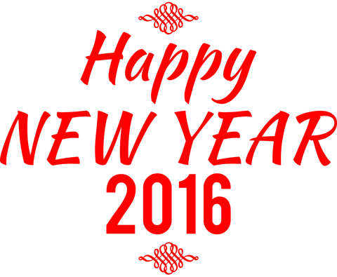Happy new year 2016 lettering design on transparent background