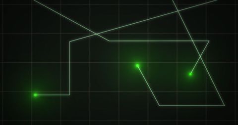 Dynamic Green Light Trails on Grid Interface Background
