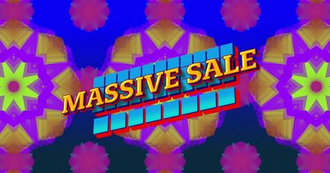 Retro Massive Sale Promo with Vibrant Kaleidoscope Background