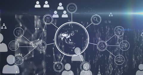 Global Network Connections with Data Processing Elements Animation