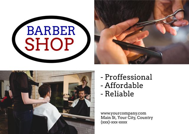 Barber Shop Ad Displaying Professional Haircut Services - Download Free Stock Templates Pikwizard.com