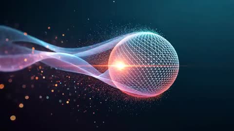 Futuristic Sphere Transmitting Energy Particles in Deep Space