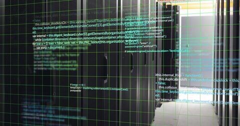 data center with digital coding overlay reflecting high-tech innovation - Download Free Stock Images Pikwizard.com