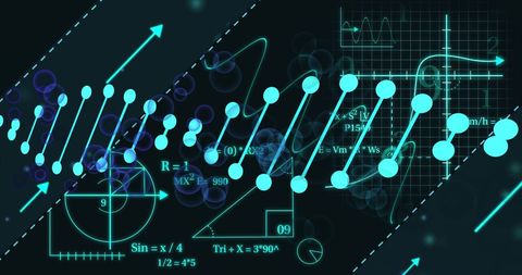 Futuristic Data Visualization with Mathematical Formulas on Grid Background - Download Free Stock Images Pikwizard.com
