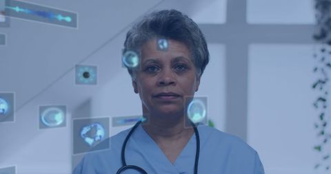 Smiling Doctor with Holographic Medical Data Interface