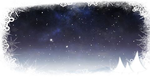 Snowfall over winter scenery with copy space