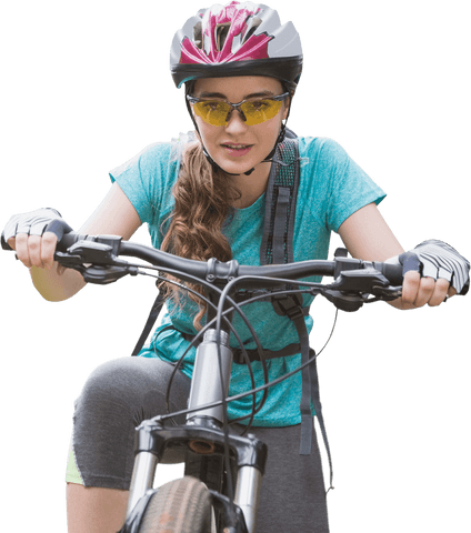 Transparent Portrait of Young Female Mountain Biker Wearing Helmet - Download Free Stock Videos Pikwizard.com