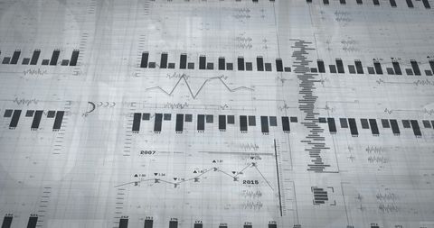 Abstract financial data visualization on reflective surface