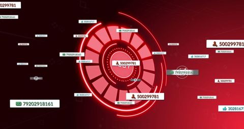 Digital interface displaying social media metrics in red theme