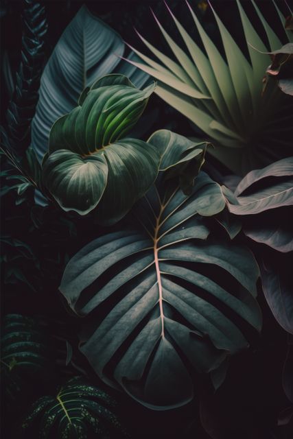 Lush Tropical Leaves in Moody Lighting - Download Free Stock Images Pikwizard.com