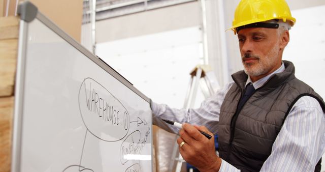 Warehouse Manager Strategizing on Whiteboard - Download Free Stock Images Pikwizard.com