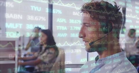 Businessman Managing Data Driven Communication in Office