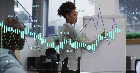 Businesswoman Explaining Financial Growth Charts in Meeting