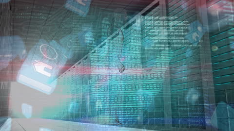 Digital Human Interacting with Data Center Technology Concept