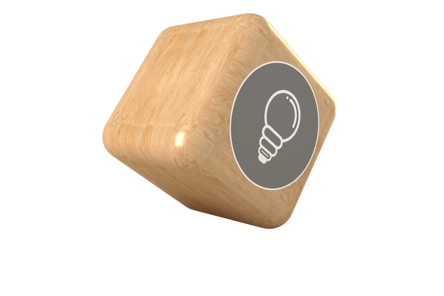 Wooden Block Cube with Light Bulb Icon Transparent Background Isolated - Download Free Stock Videos Pikwizard.com