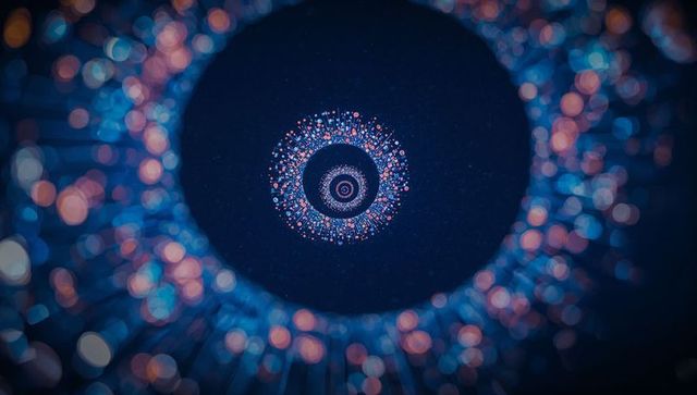 Futuristic Cosmic Digital Vortex with Glowing Dots