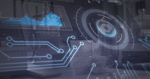 Futuristic Digital Interface with Circuit and Data Visualization - Download Free Stock Images Pikwizard.com