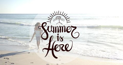 Summer Vibes Couple Walking Along Sandy Beach Horizon - Download Free Stock Images Pikwizard.com