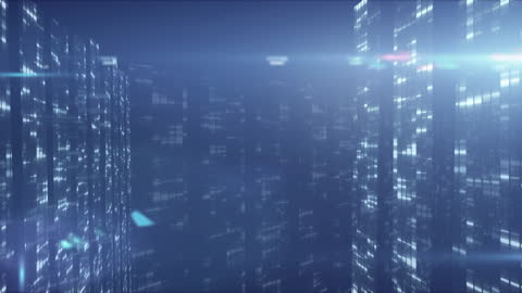 Abstract Futuristic Cyber Cityscape in Blue