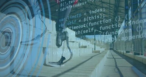 Disabled runner training with digital technology elements overlay