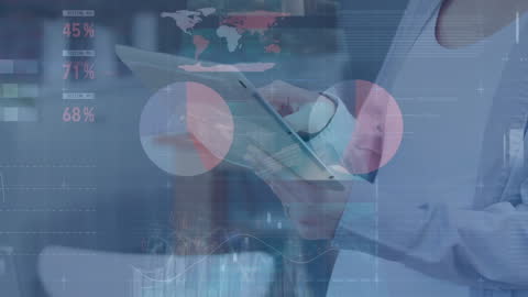 Financial Data Visualization with Businesswoman Using Tablet
