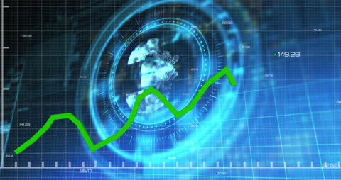 Financial Data and Euro Symbol with Scanning Scope Animation