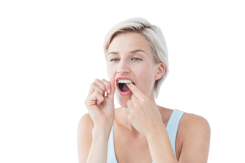 transparent image caucasian woman cleaning teeth with zero tools - Download Free Stock Videos Pikwizard.com