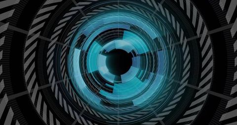 Futuristic Blue Digital Interface with Concentric Circles