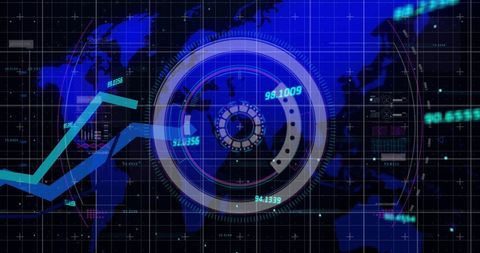 Global Digital Interface with Data Processing Over Map - Download Free Stock Images Pikwizard.com