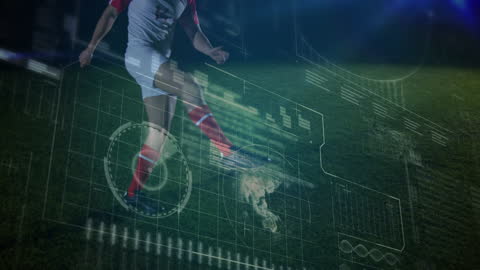 Futuristic Data Integration with Soccer Player Kicking Ball