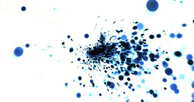 Abstract dynamic depiction of blue ink explosion on white background. Suitable for digital art, modern design projects, creative visuals, and backgrounds. Excellent for use in advertising, illustrations, and website graphics to convey energy and creativity.