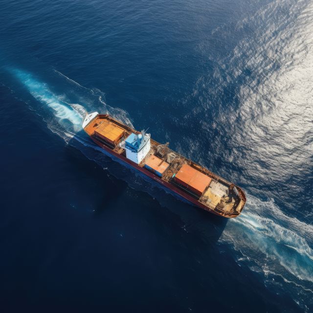 Cargo ship sailing in calm sea waters, created using generative ai technology - Download Free Stock Photos Pikwizard.com