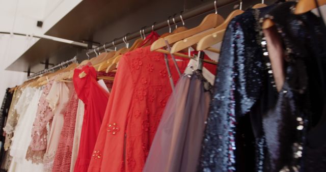 Elegant Dresses Hanging in Boutique Fashion Store - Download Free Stock Photos Pikwizard.com