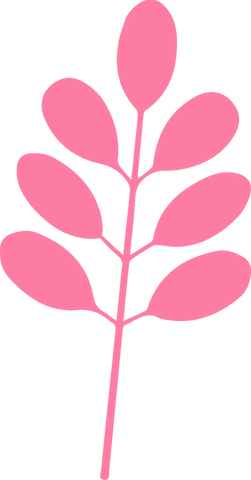 Minimalist Pink Branch with Leaf Motif on Transparent Background