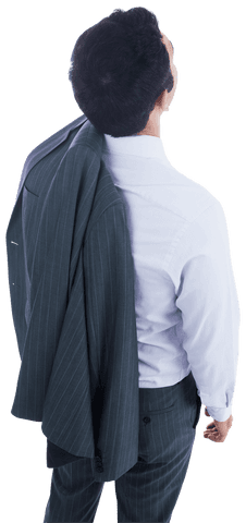 Transparent Back View of Professional Businessman in Formal Suit