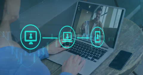 Animated Network Icons with Business Video Call