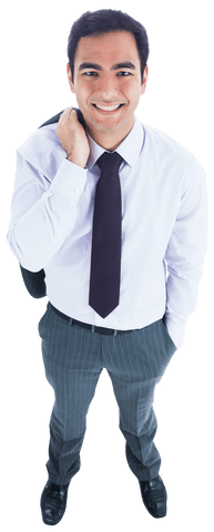 Confident Asian Businessman Smiling Standing Isolated Transparent