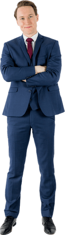 Transparent Confident Businessman with Arms Crossed in Suit