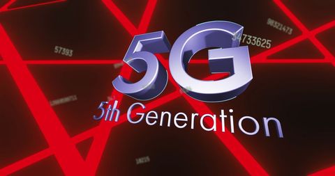 5g network technology digital display with glowing red lines