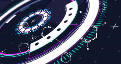 Futuristic Data Processing Circle and Hexagons