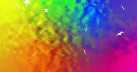 Glowing Marbled Gradient Creating Luminous Rainbow Canvas with White Star Silhouettes