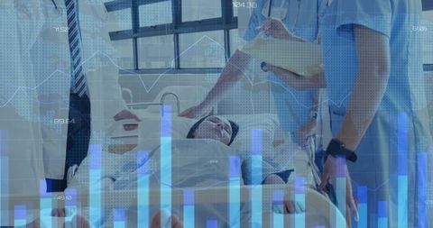 Medical Team Analyzing Patient Data with Digital Charts