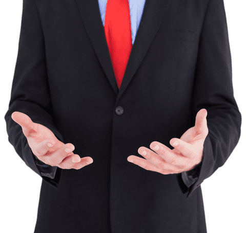 Businessman Presenting with Open Hands Transparent Background - Download Free Stock Videos Pikwizard.com