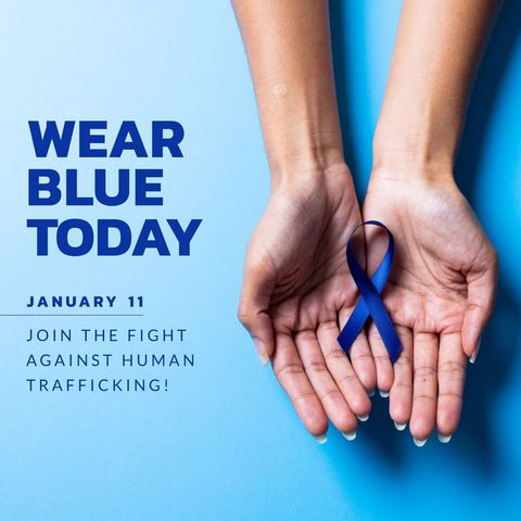 Hands Holding Blue Ribbon Raising Awareness About Human Trafficking - Download Free Stock Templates Pikwizard.com