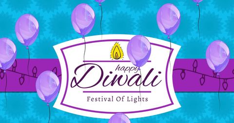 Colorful Diwali Celebration with Floating Balloons
