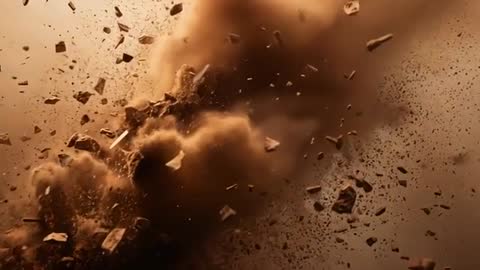 Explosive Fragments Using CGI Forming Expanding Dust Cloud