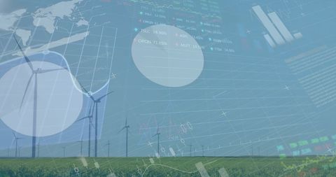 Renewable Energy and Financial Data Collage Highlighting Sustainability