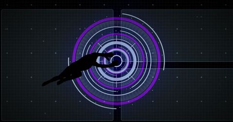 Silhouette Football Player with Futuristic Data Interface