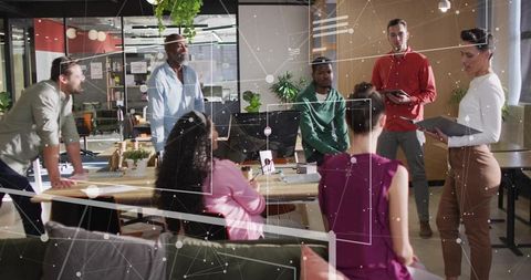 Team Collaboration Meeting in Modern Open-Plan Office